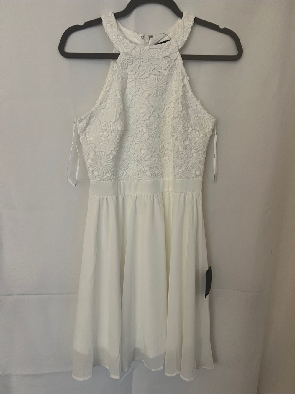 Lulu's White Lace Halter Fit-and-Flare Dress